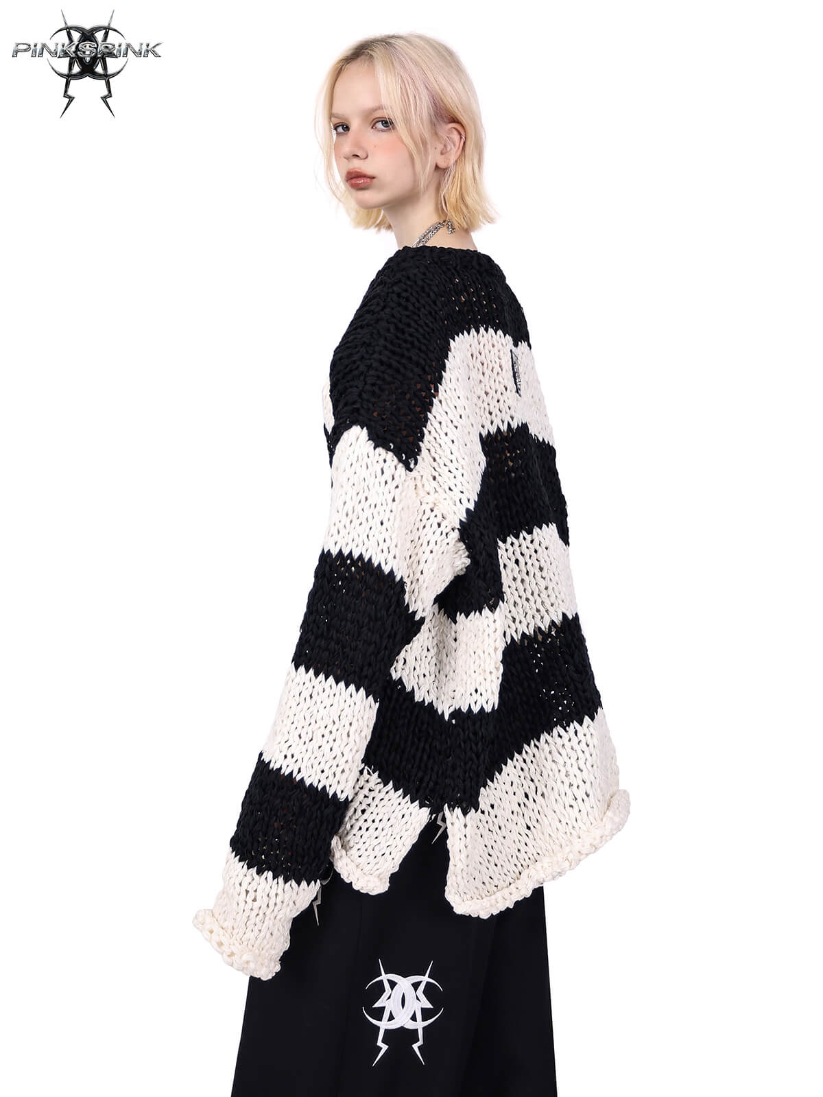 Knitted black-white sweater